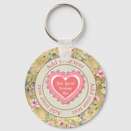 Elegant Floral Heart Lijst: voor elke gelegenheid Sleutelhanger (Voorkant)