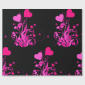 Elegant Floral Heart Pattern Wrapping Paper Cadeaupapier (Vlak)