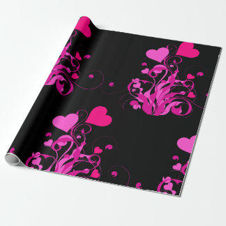 Elegant Floral Heart Pattern Wrapping Paper Cadeaupapier