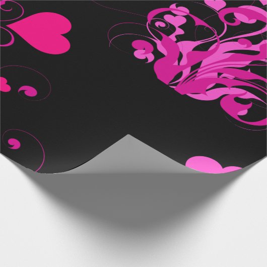 Elegant Floral Heart Pattern Wrapping Paper Cadeaupapier (Hoek)