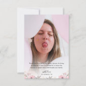 Elegant Floral Heart Script 2 Foto Hartelijk dank Bedankkaart (Achterkant)