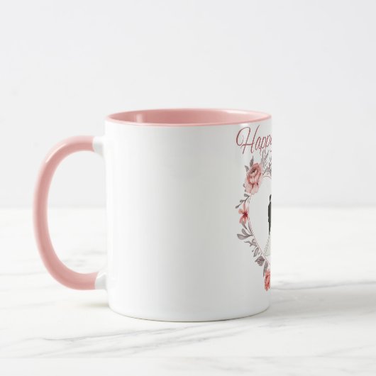 Elegant Floral Heart Wedding Couple Mug Mok (Links)