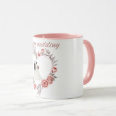 Elegant Floral Heart Wedding Couple Mug Mok (Voorkant rechts)