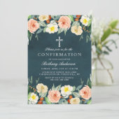 Elegant Floral Heilige Communie of Bevestiging Kaart (Staand voorkant)