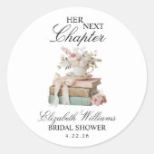Elegant Floral Her Next Chapter Bridal Shower Ronde Sticker (Voorkant)