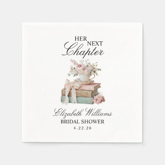 Elegant Floral Her Next Chapter Bridal Shower Servet (Voorkant)