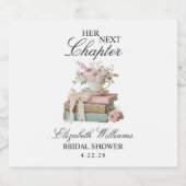 Elegant Floral Her Next Chapter Bridal Shower  Sparkling Wijnetiket (Enkel label)