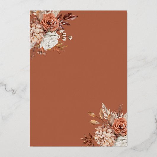 Elegant Floral Herfst 1e verjaardag Folie Uitnodiging (Achterkant)