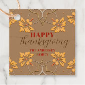 Elegant Floral Herfst Lijst Happy Thanksgiving Bedankjes Labels (Voorkant)