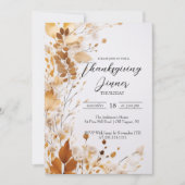 Elegant floral Herfst Thanksgiving Diner Kaart (Voorkant)