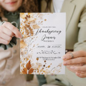 Elegant floral Herfst Thanksgiving Diner Kaart