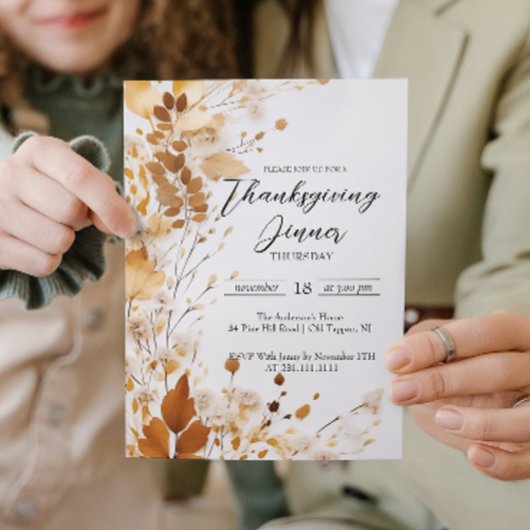 Elegant floral Herfst Thanksgiving Diner Kaart