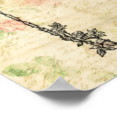 Elegant Floral het Manuscript van het Roos van het Poster (Hoek)