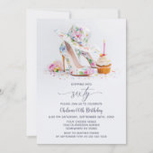 Elegant Floral High Heel Shoes 60th Birthday Party Kaart (Voorkant)