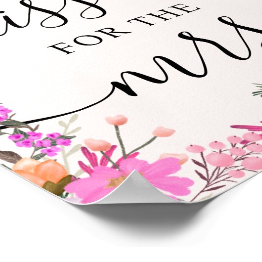 Elegant Floral Hoeveel kisses Vrijgezellenfeest ga Poster (Hoek)