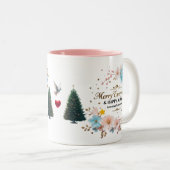 Elegant Floral Holiday Coffee Cup Tweekleurige Koffiemok (Voorkant rechts)