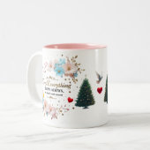 Elegant Floral Holiday Coffee Cup Tweekleurige Koffiemok (Voorkant links)
