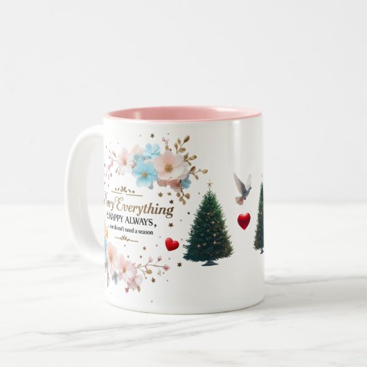 Elegant Floral Holiday Coffee Cup Tweekleurige Koffiemok (Voorkant links)