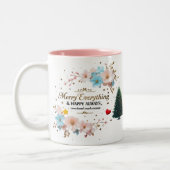 Elegant Floral Holiday Coffee Cup Tweekleurige Koffiemok (Links)