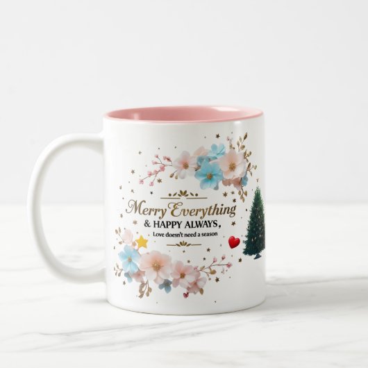 Elegant Floral Holiday Coffee Cup Tweekleurige Koffiemok (Links)