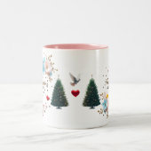Elegant Floral Holiday Coffee Cup Tweekleurige Koffiemok (Center)