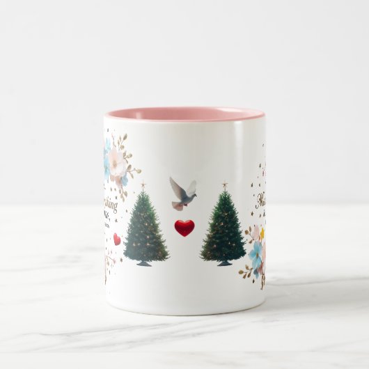 Elegant Floral Holiday Coffee Cup Tweekleurige Koffiemok (Center)