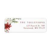 Elegant Floral Holiday Return Address Labels (Voorkant)