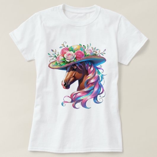 Elegant Floral Horse Pet Design – Derby Day 2025 T-shirt (Design voorkant)
