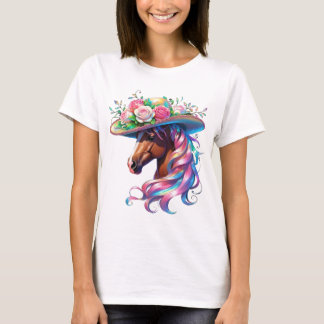 Elegant Floral Horse Pet Design – Derby Day 2025 T-shirt
