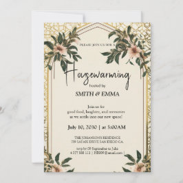 Elegant Floral Housewarming Invitation New Home  Kaart