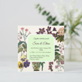 Elegant, Floral, , huwelijksuitnodiging (Staand voorkant)