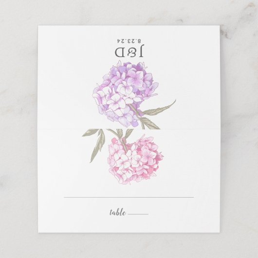Elegant Floral Hydrangea Wedding Plaatskaartje (Buitenkant ongevouwen)