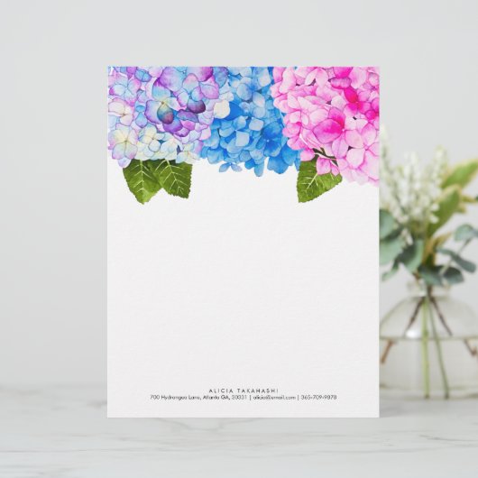 Elegant Floral Hydrangeas | Naam contactpersoon to Briefhoofd (Staand voorkant)