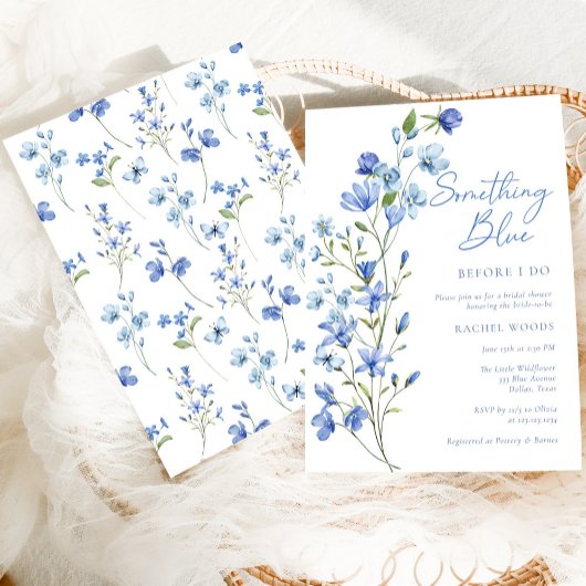 Elegant Floral Iets Blauw Vrijgezellenfeest Kaart