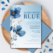 Elegant Floral Iets Blauw Vrijgezellenfeest Kaart