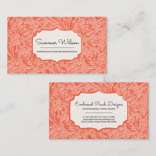 Elegant Floral in reliëf gemaakt Visitekaartje (Voorkant / Achterkant)
