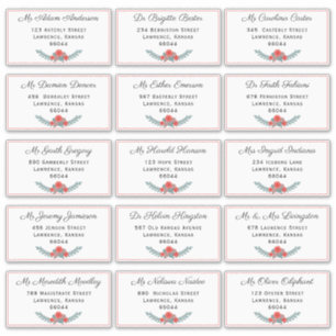 Elegant Floral Individueel Verzendadres Bruiloft Sticker