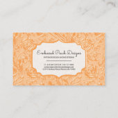 Elegant Floral Ingegraveerd Perzikkleurig Visiteka Visitekaartje (Achterkant)