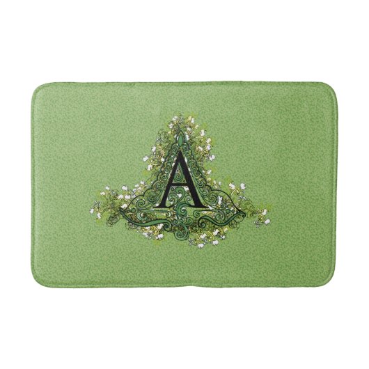 Elegant  Floral initiaal A monogram Badmat (Voorkant)