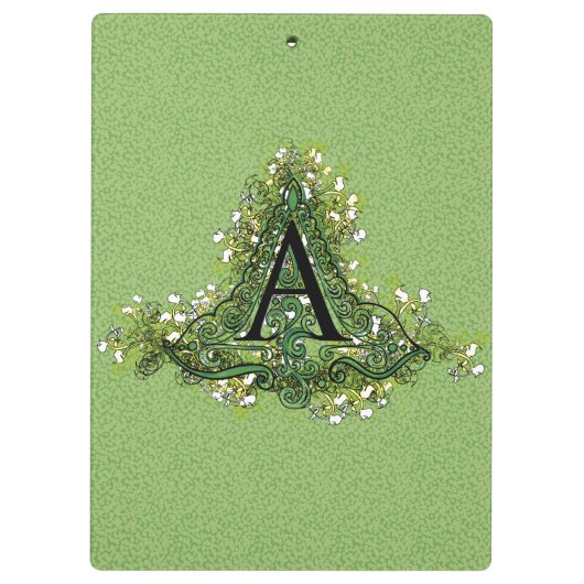 Elegant Floral initiaal A monogram Klembord (Achterkant)