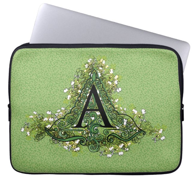 Elegant  Floral initiaal A monogram Laptop Sleeve (Voorkant)