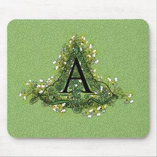 Elegant Floral initiaal A monogram Muismat