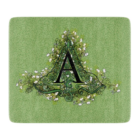 Elegant  Floral initiaal A monogram Snijplank (Voorkant)