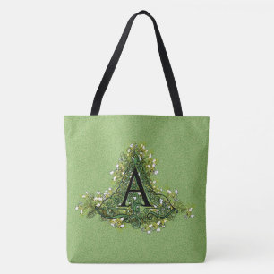 Elegant Floral initiaal A monogram Tote Bag