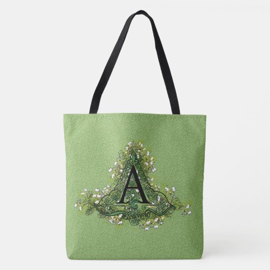 Elegant  Floral initiaal A monogram Tote Bag (Voorkant)