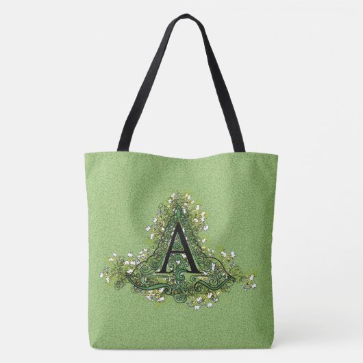 Elegant  Floral initiaal A monogram Tote Bag (Achterkant)