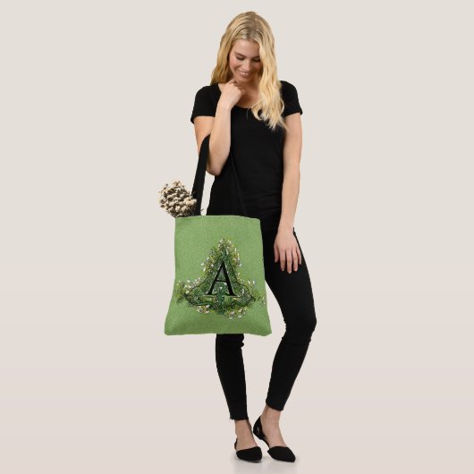 Elegant  Floral initiaal A monogram Tote Bag (Op model)