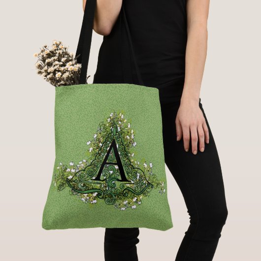 Elegant  Floral initiaal A monogram Tote Bag (Dichtbij)