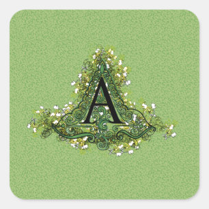 Elegant Floral initiaal A monogram Vierkante Sticker
