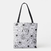 Elegant Floral Initiaal Monogram Tote Bag (Achterkant)